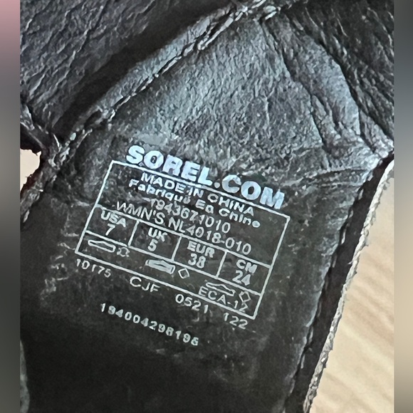 SOREL Cameron Wedge Leather Sandals Black Platform Ankle Strap 7 US NL 4018-010 - Picture 9 of 9